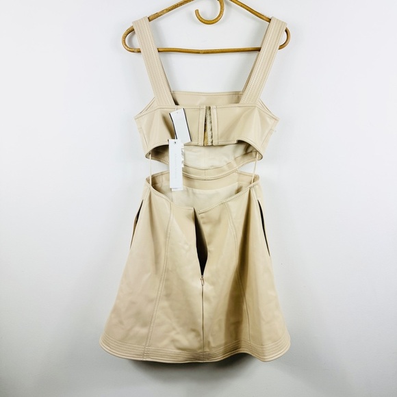 Jonathan Simkhai vegan leather cut out mini dress in vanilla - Picture 5 of 14